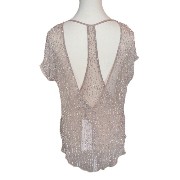 NWT* PARKER Hazel Silk Sequin Top Champagne Grey XS - Picture 5 of 10